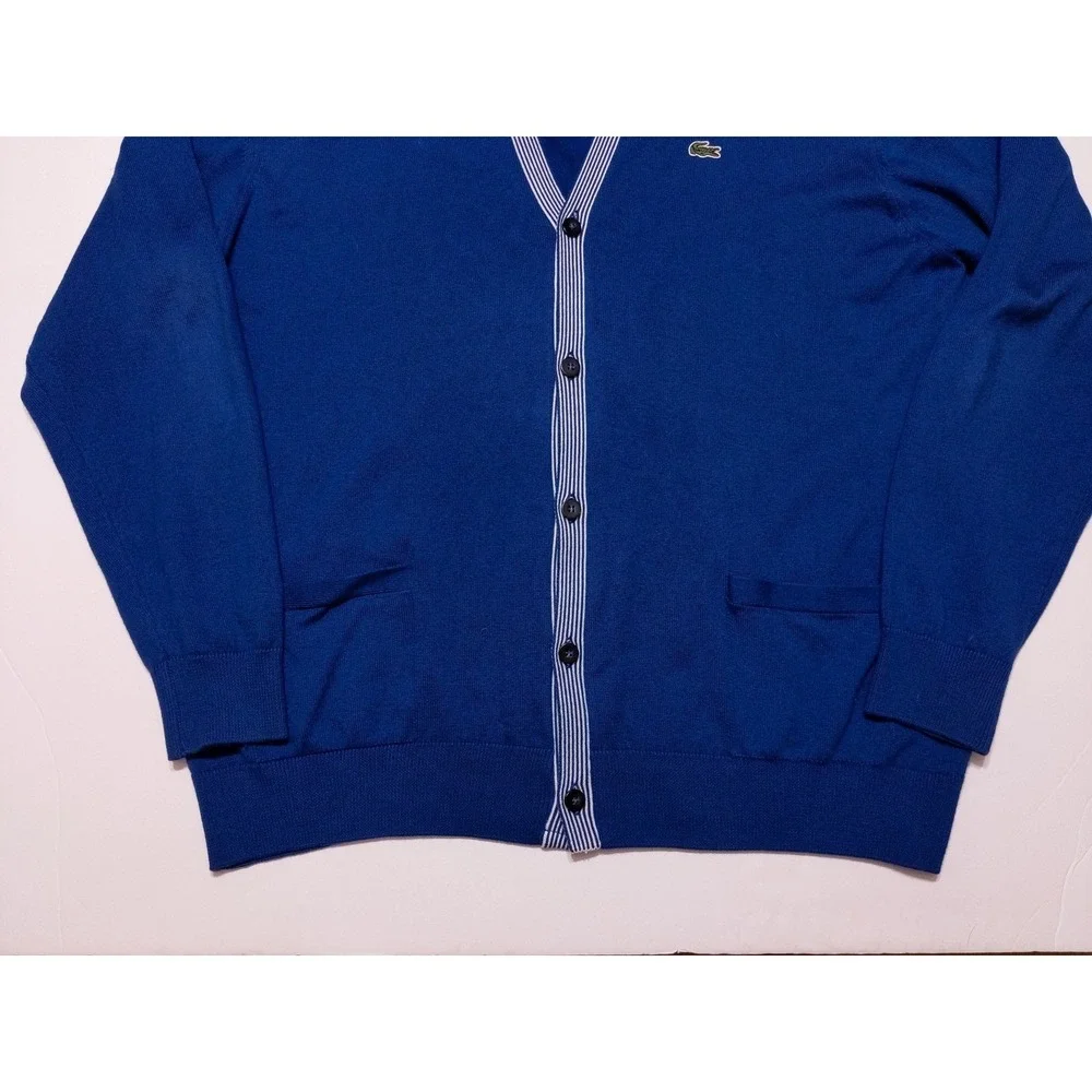LACOSTE Men's‎ Button Cardigan Sweater Cotton Modern Blue 7 or XL